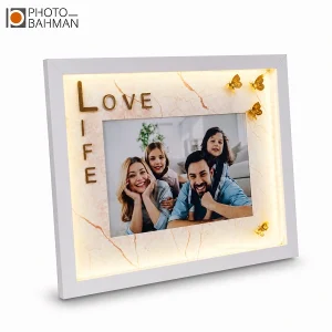قاب عكس چراغدار ماربل پروانه